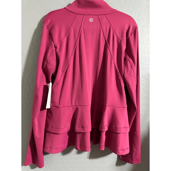 Isabella Activewear Women's Ruffle Back Peplum Jacket Amore Knit Size XL NWT - Picture 2 of 6